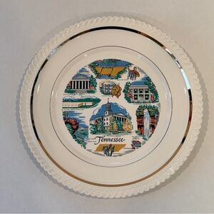 Tennessee 10 1/4" Souvenir Plate Scalloped Edge Gold Trim - Used/EUC